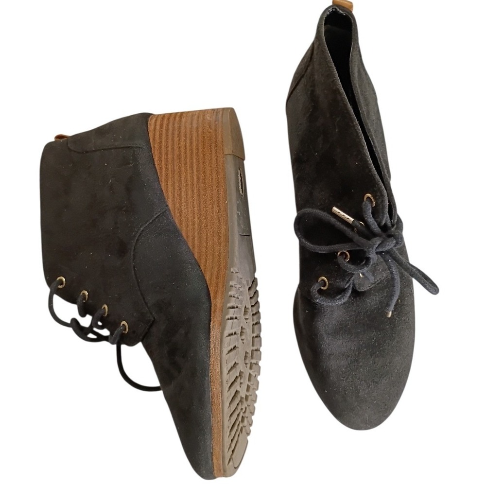 Dr Scholls Black Wedge Ankle Boots‎ Lace Up Suede Chukka Booties Energized 10